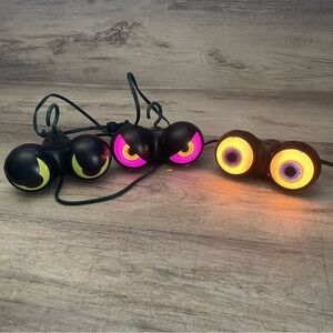 2 Halloween Light-Up Eyeball String Lights – Spooky Novelty Décor Tested / Works